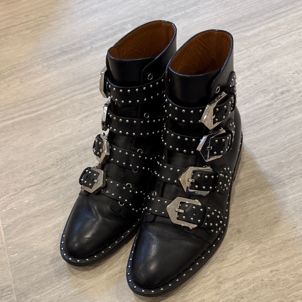 Givenchy Paris 36 Studded Black Leather Ankle Boots